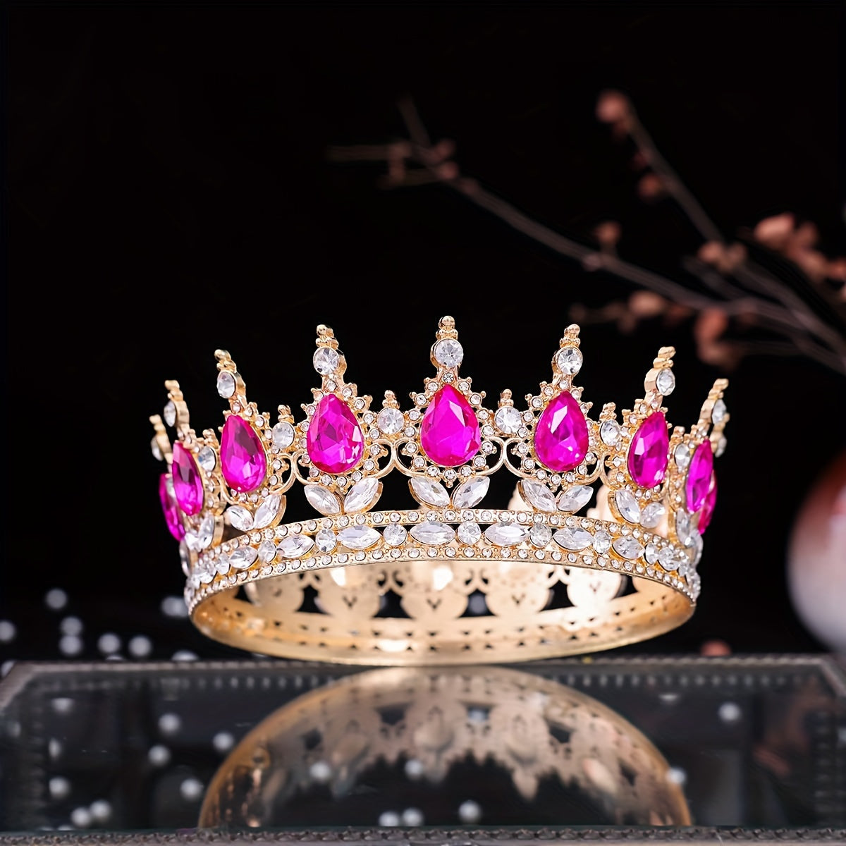 Round Crown Hair Accessory for Princess Bridal Wedding or Birthday