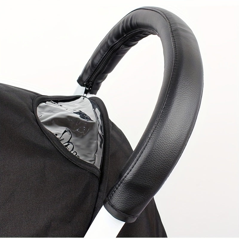 Foldable Washable PU Leather Baby Stroller Handle Cover with Zipper