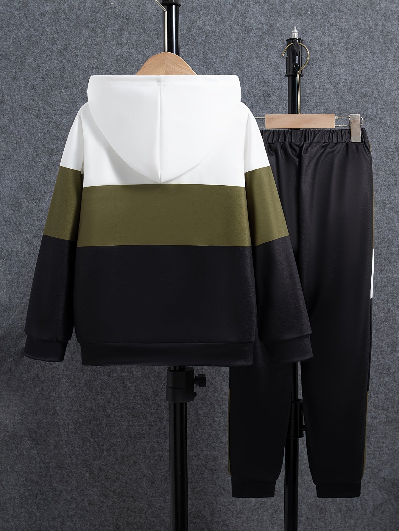 Boys' Color Block Hoodie and Pants Set Long Sleeve Zipper Pockets Casual Spring Fall