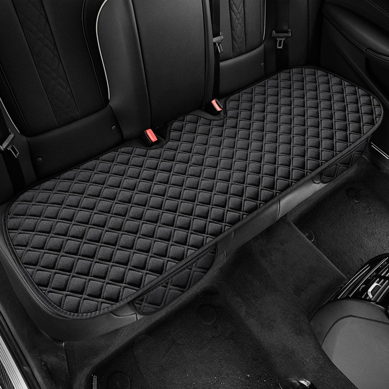 Cojín de asiento para coche cuadrado con textura de lino, transpirable, alfombrilla trasera, para todas las estaciones, universal