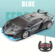 High-Speed RC Drift Car with LED Lights in Red Blue or Black for Kids 3+