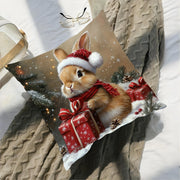 Short Plush Decorative Pillow 45.72cm Brown Rabbit Christmas Sofa Bedroom Decor