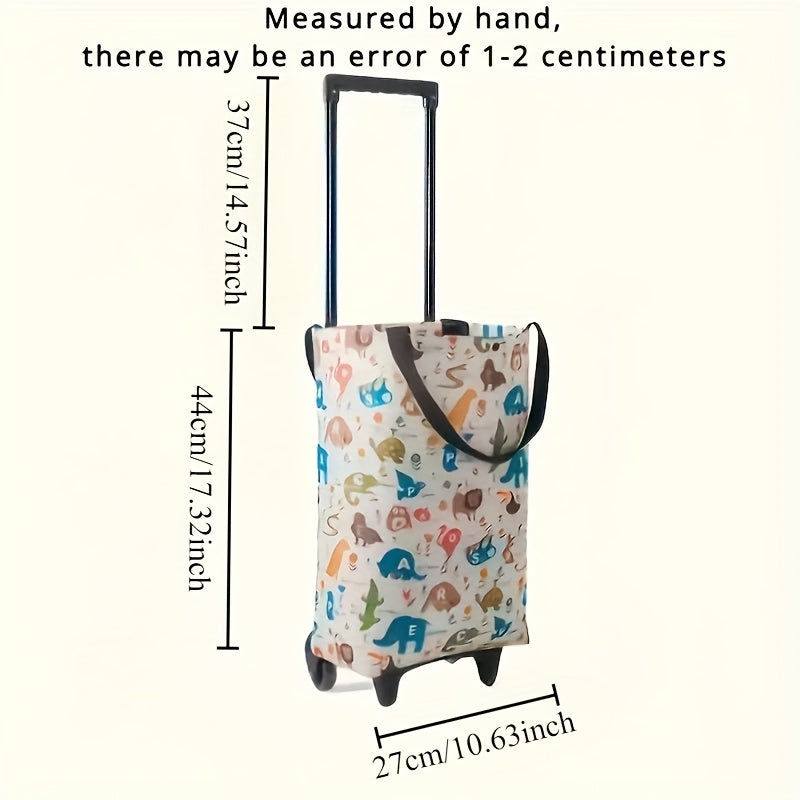 Foldable Shopping Cart with Wheels Waterproof Oxford Fabric Large Capacity Outdoor Groceries