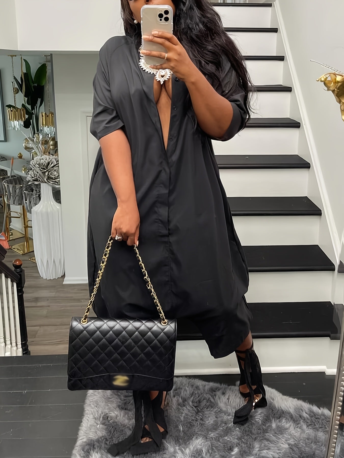 Women's Plus Size Loose Wide Leg Jogger Pants Black Comfortable Activewear