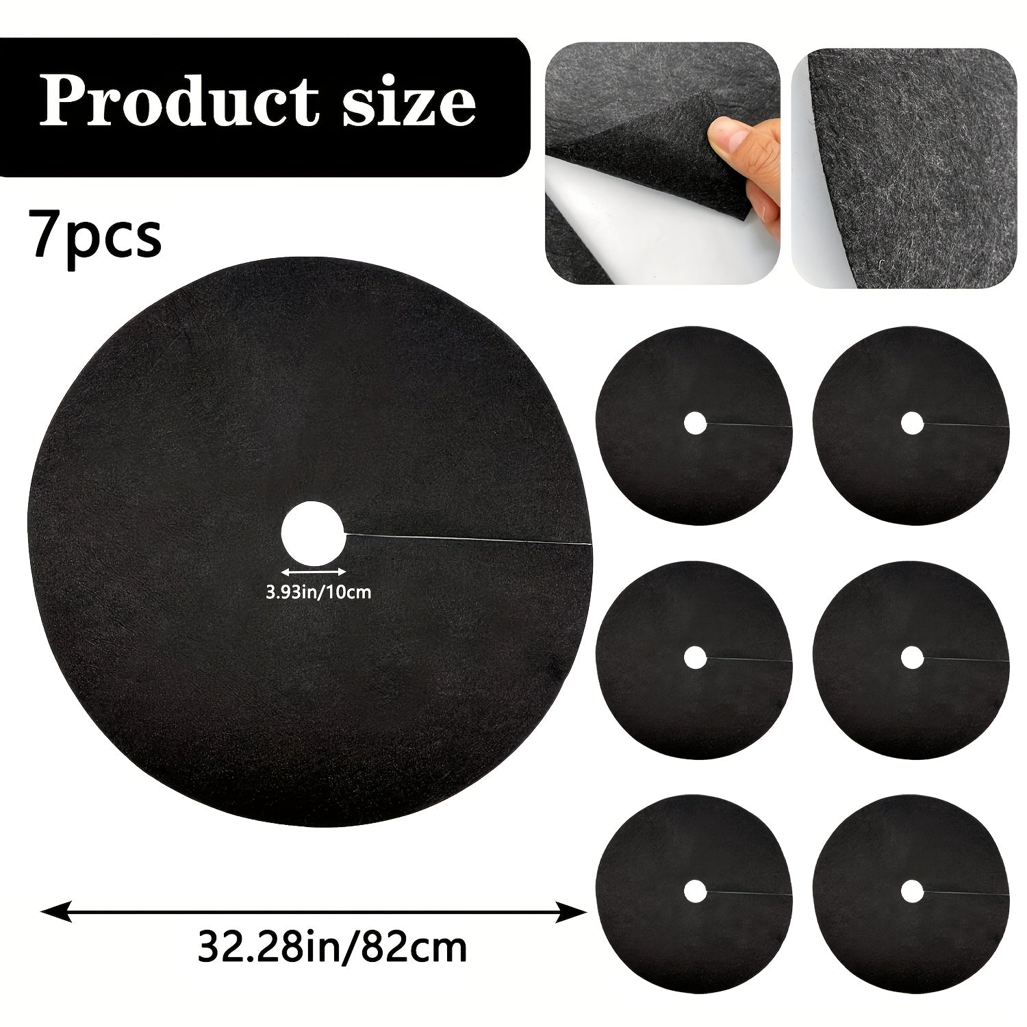Non-Woven Tree Mulch Rings 16.5 Inch Black Weed Barrier Protect Trees Set of 7