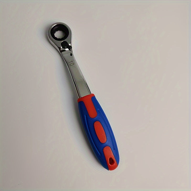 Унисекс пластиковый двухсторонний трещоточный ключ 8-19мм с изогнутой рукояткой