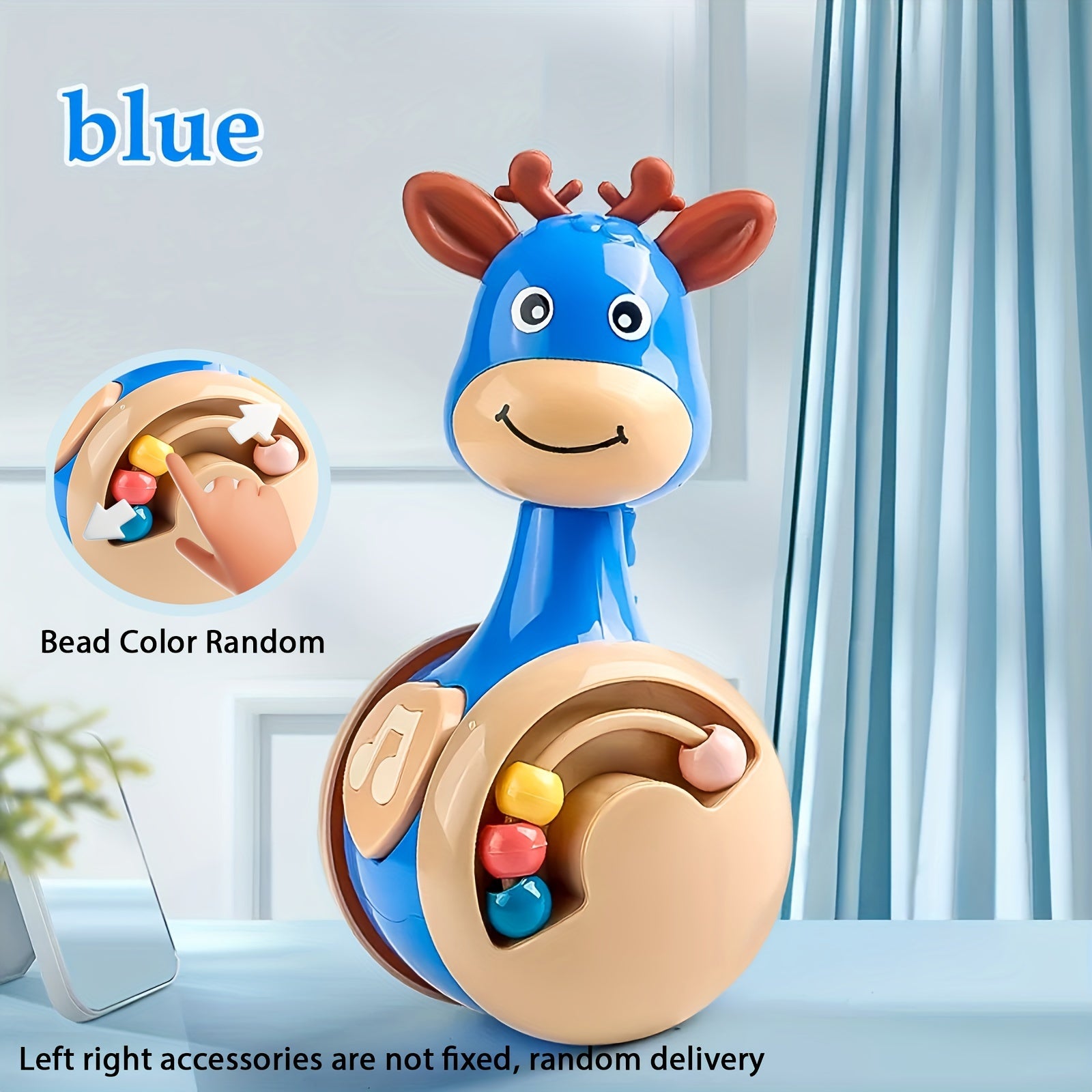 Fawn Sliding Tumbler Rattle Toy for Babies 0+ ABS Material Blue Pink