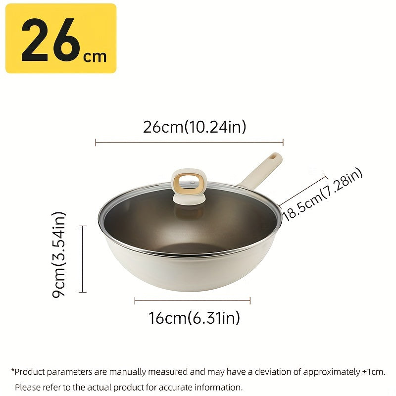 Titanium-Coated Non-Stick Wok Pan with Lid Induction Ready All Cooktops