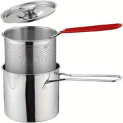 Juego de freidora de acero inoxidable con cesta y colador para cocinar en casa
