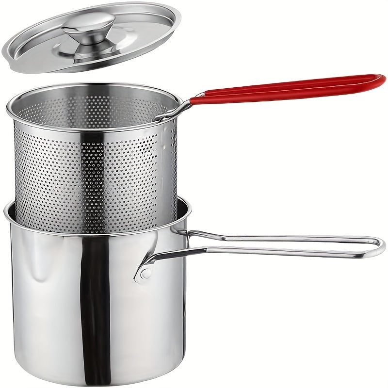 Juego de freidora de acero inoxidable con cesta y colador para cocinar en casa