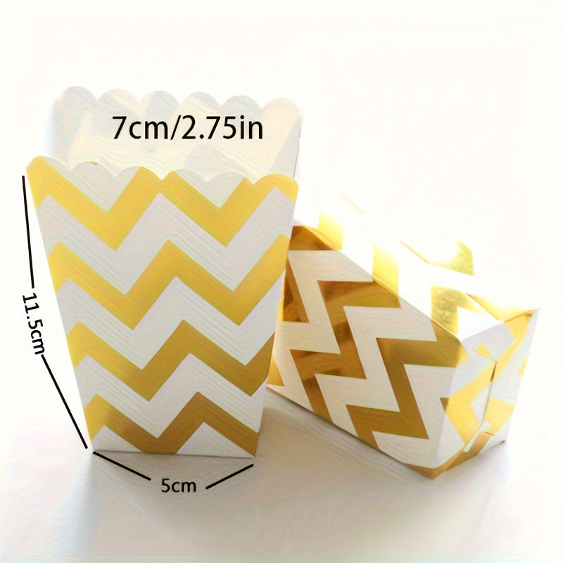 Set of 12 Cardboard Popcorn and French Fry Food Packaging Boxes for Parties and Theaters