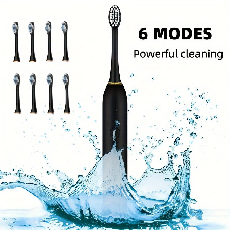 Electric Toothbrush Set for Adults, Rechargeable, 6 Modes, 4 Brush Heads