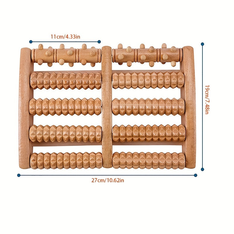 Wooden Foot Massager with 10 Rows of Rollers for Home Relaxation for Men and Women