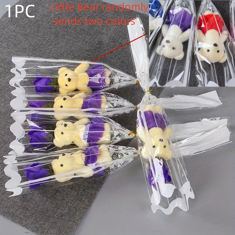 Sun'iy gul kompozitsiyasi, Valentin kuni sovg‘asi, ayiq bilan gulchambar, to‘y yoki uy bezatish uchun