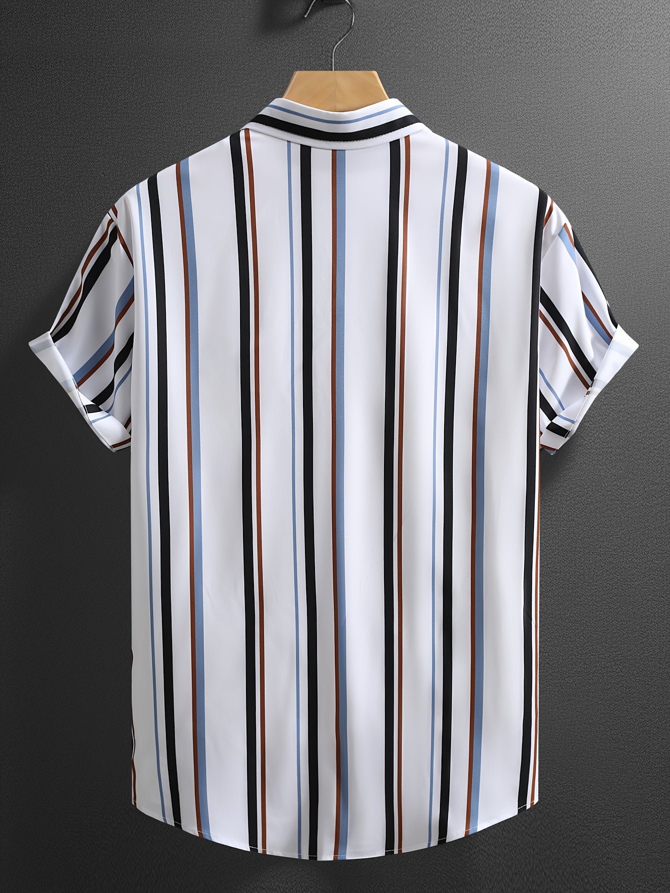 Men's Casual Short Sleeve Striped Shirt for Summer Vacation Resort Wear