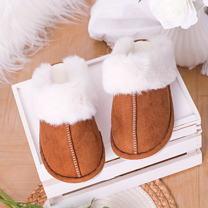 Unisex Faux Fur-Lined Slip-On Slippers Warm Indoor Outdoor Shoes