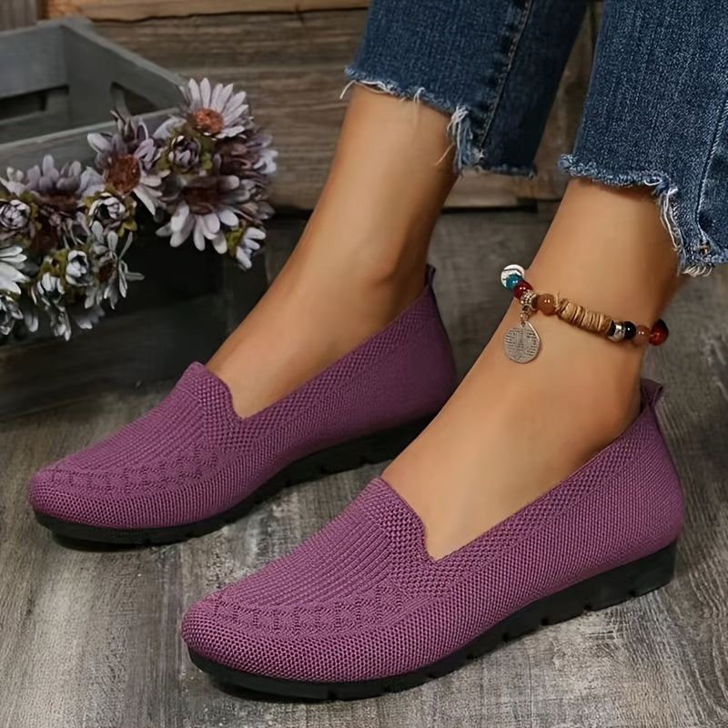 Women's Knitted Slip-On Shoes Breathable Mesh Walking Footwear