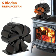 Premium 6-Blade Heat Powered Stove Fan for Wood and Gas Burners Durable Aluminum