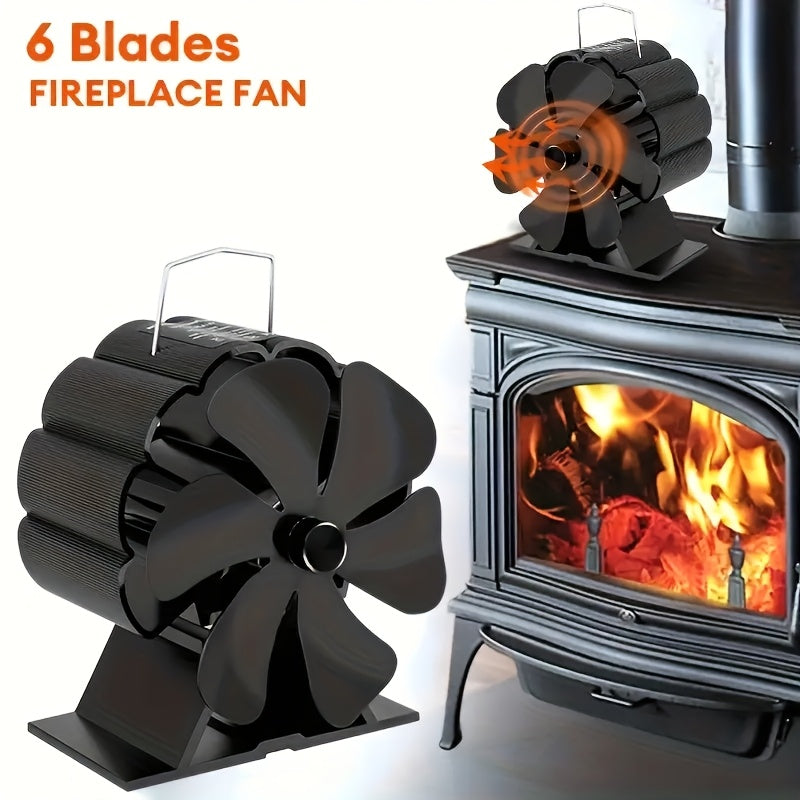 Premium 6-Blade Heat Powered Stove Fan for Wood and Gas Burners Durable Aluminum