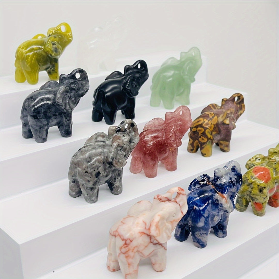 Crystal Carving Elephant Ornament 40mm Natural Crystal Stone Home Decor Gift