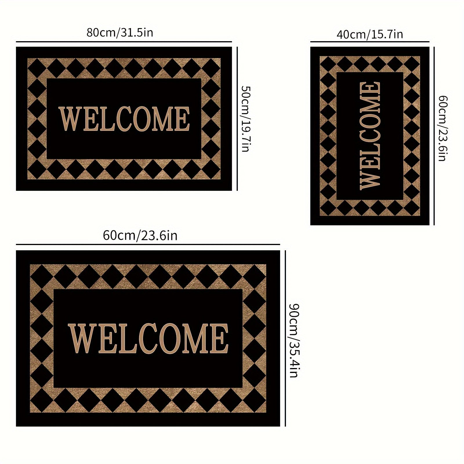 Modern Fashion Welcome Doormat Non-Slip Machine Washable Polyester Entryway Rug