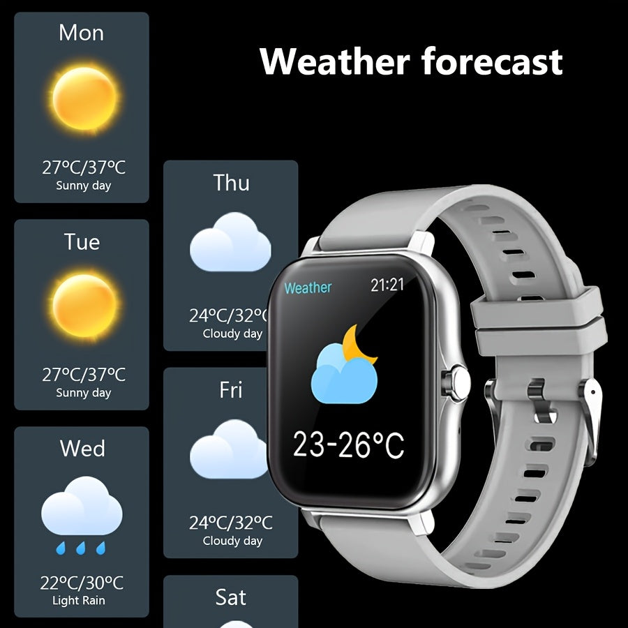 Men Women 4.65cm Touchscreen Smartwatch Fitness Tracker Call SMS USB Charging Silicone Strap