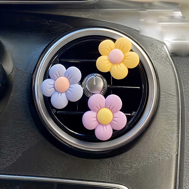 6pcs Cartoon Flower Car Air Vent Decorations Interior Accessories