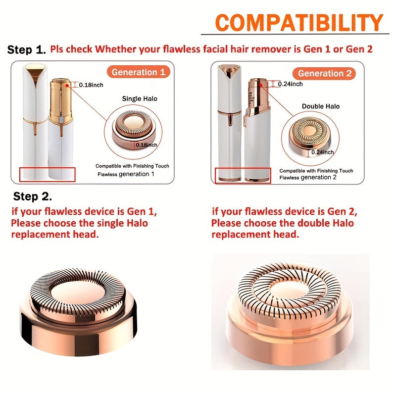 Facial Hair Removal Replacement Heads and Blades for Sensitive Skin