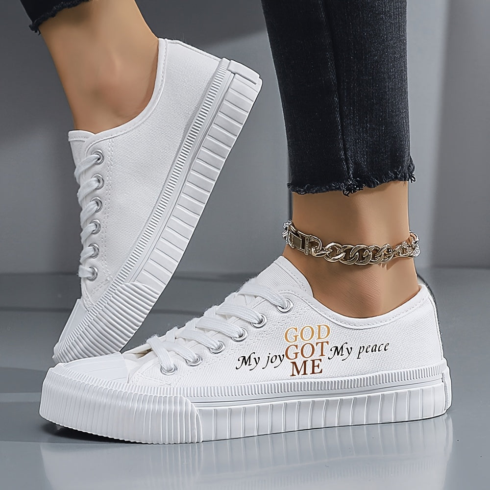 Women's Black and White Casual Sneakers Rubber Sole Lace-Up All-Season