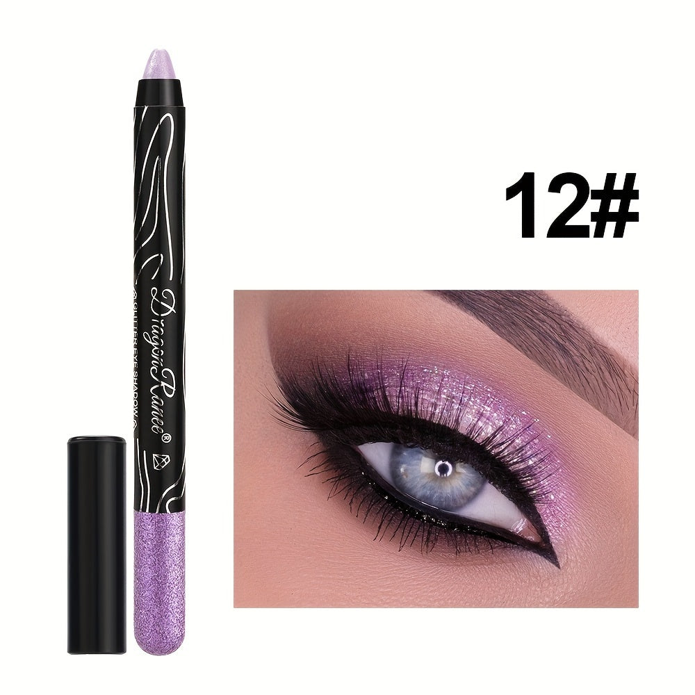 Women Shimmering Eyeshadow Pencil 2-in-1 Matte Glitter Brightening Contouring