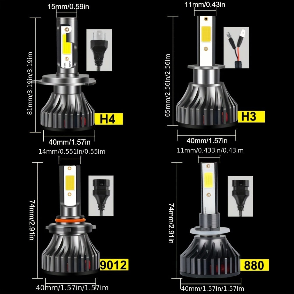 2 Pack LED Headlight Bulbs H11 H7 H4 White Bright Easy to Install