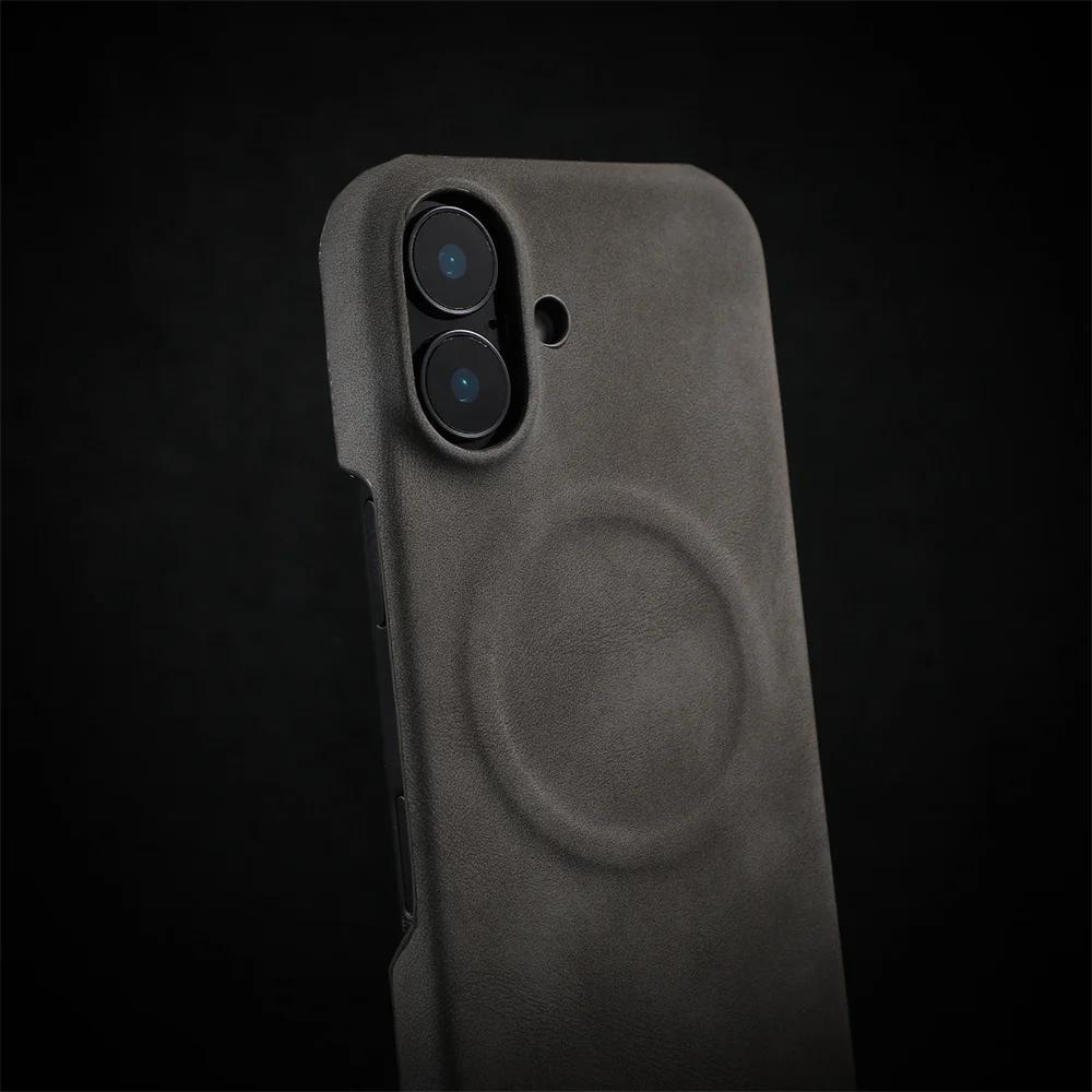 Magnetic Phone Cover for iPhone 12 Pro Max 13 14 15 16 Pro Max Wireless Faux Leather Charging