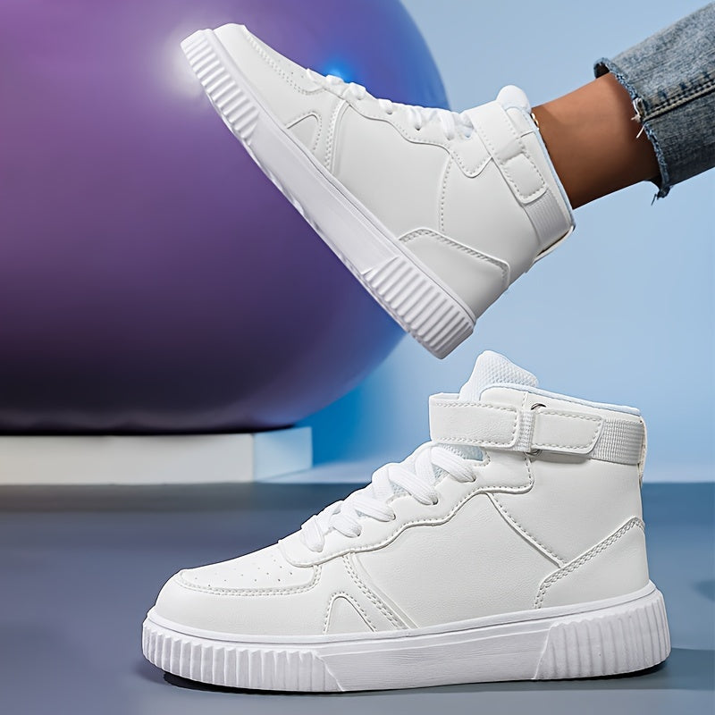 Women Casual High Top Sneakers Solid Color Lightweight All-Season