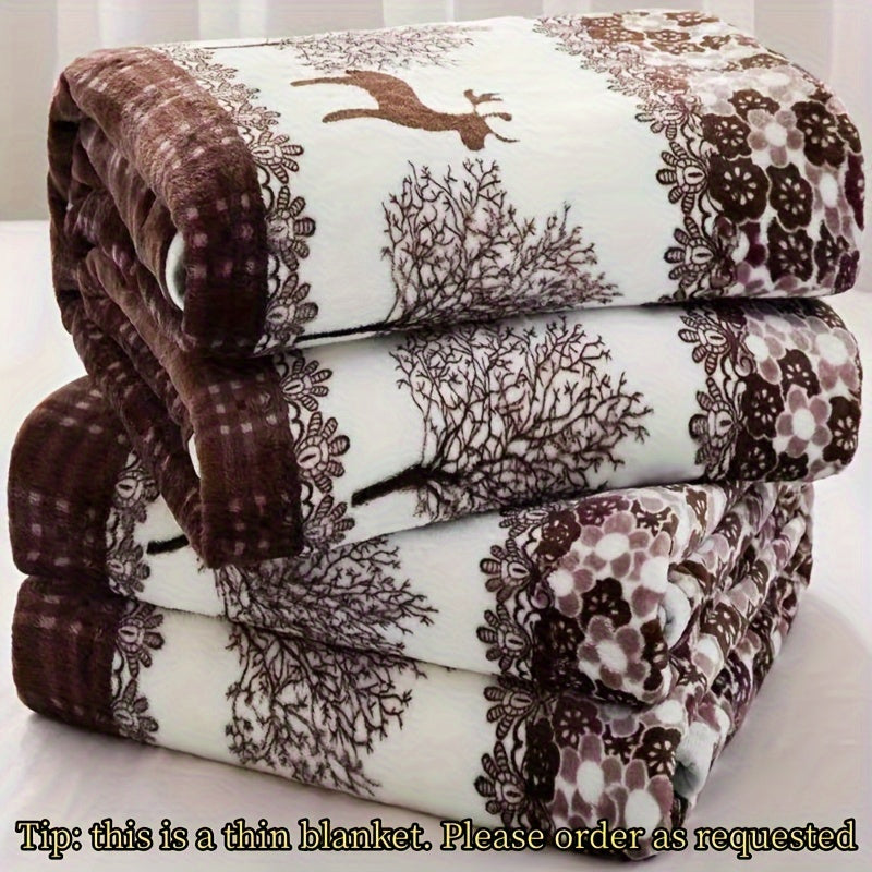 Floral Patterned Flannel Fleece Throw Blanket for Sofa Bed Camping All Seasons