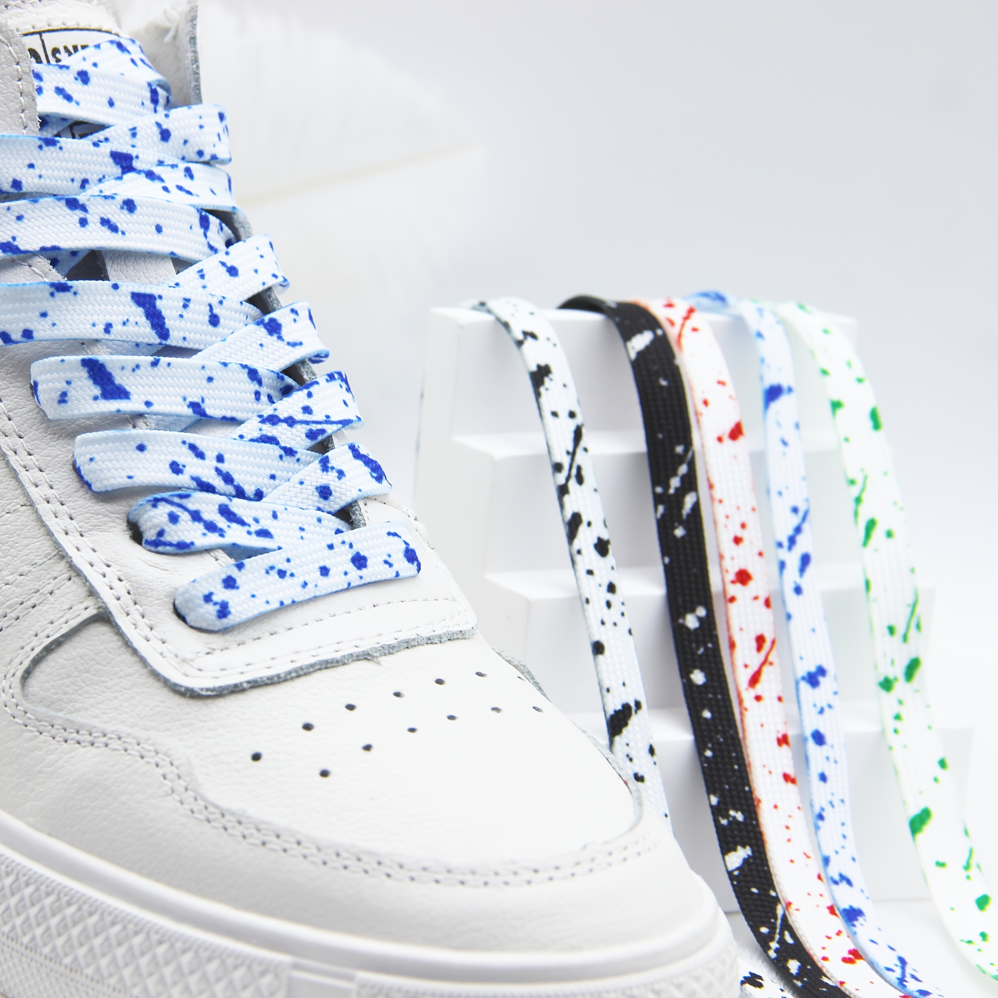 Unisex Canvas Shoe Laces Colorful Ink Tie Dye Pattern 2 Pairs