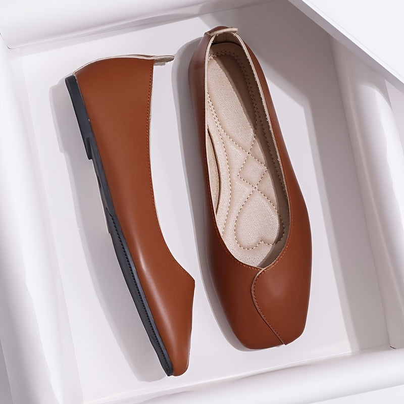 Женские балетки-лодочки с квадратным носком и ремешком на щиколотке в черном, коричневом и бежевом