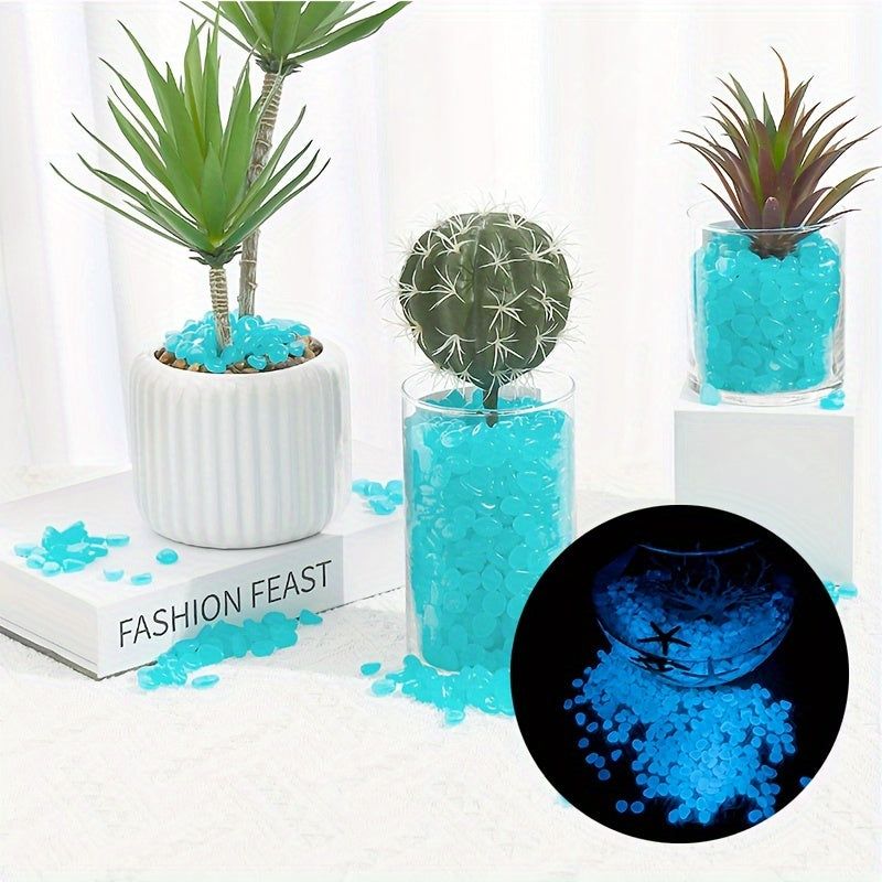 Blue Glow-in-the-Dark Stone Gravel for Gardens Aquariums Walkways and Paths 200 Pieces