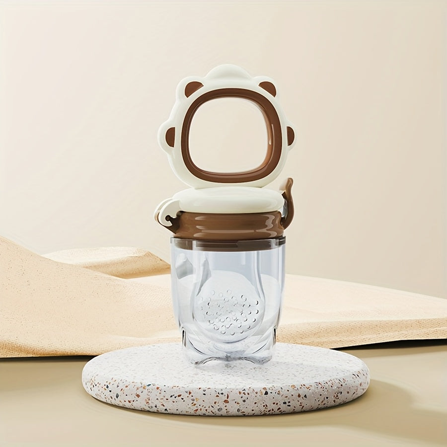Baby Fruit and Vegetable Feeder with Silicone Mesh for Teething and Juice Feeding Cartoon Lion Design