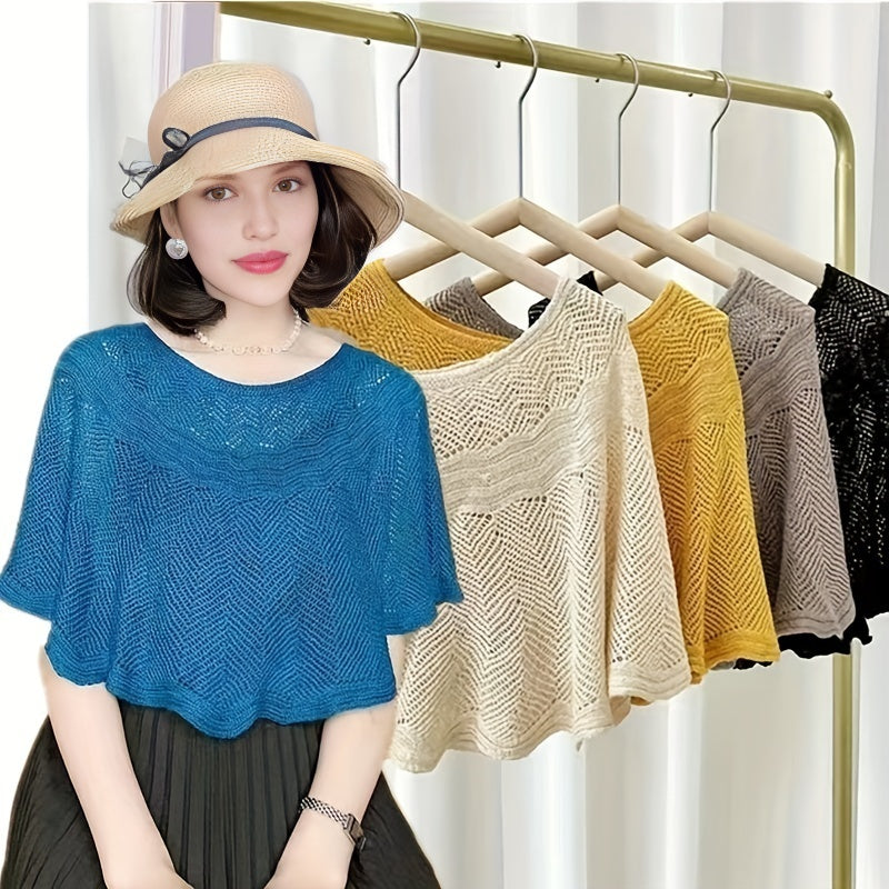 Knitted Shawl Scarf with Ruffles Windproof Loose Cardigan for Women
