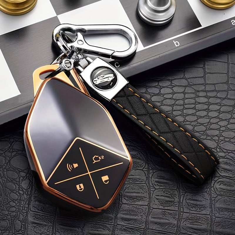 Universal TPU Car Remote Key Fob Cover with Keychain, Shockproof Protection