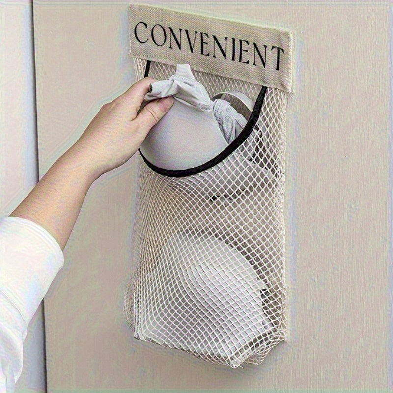 1 dona Yuqori elastik to'rli osma saqlash sumkasi tortish tugmasi bilan - turli xonalar uchun ko'p maqsadli tashkilotchisi. (Bej).