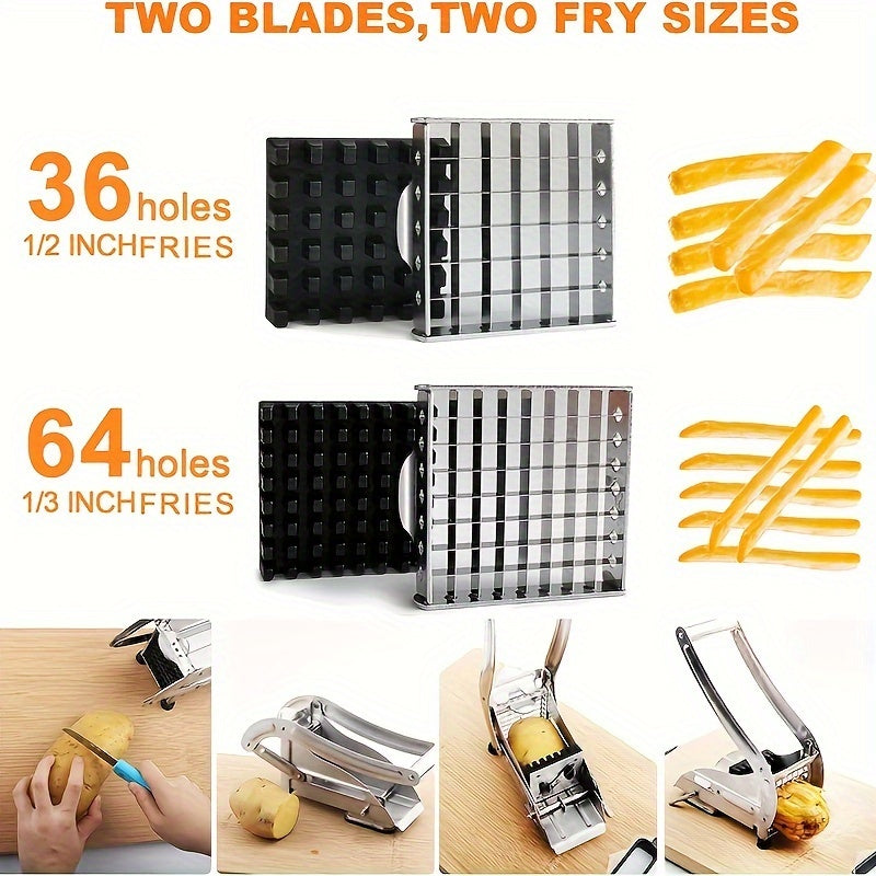 Cortador de papas de grado comercial de acero inoxidable con múltiples tamaños de cuchillas para patatas, zanahorias y pepinos