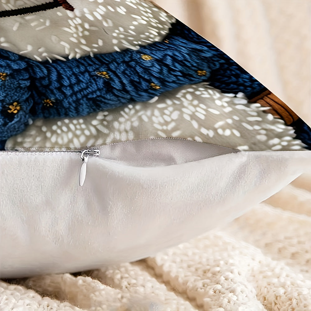 Современная наволочка для подушки в виде снеговика, изготовленная из полиэстера, которая моется в машине. Имеет тканевую наволочку с молнией, подходящую для декора дивана в гостиной, осеннего фермерского стиля, патио и веранды. Размер 45,72x45,72 см.