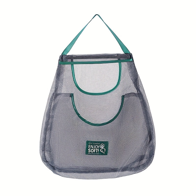 Plastic Hanging Storage Bag with Handles and Mesh for Produce Organization