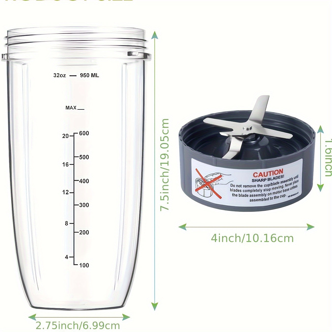 32oz Blender Cup and Blade Set with Gaskets for High-Speed Blenders