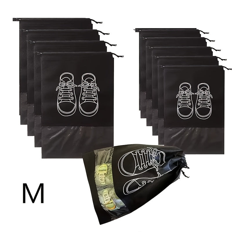 Pink Dustproof Shoe Bags 10 Pack with Drawstring for Travel Home Dorm