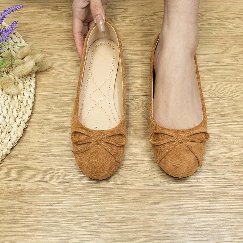 Women's Flat Shoes Suede Bowknot Slip-On Ballet Flats All-Season Solid Color