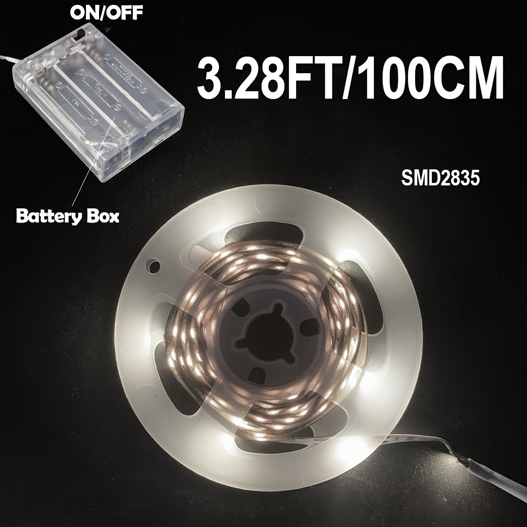 1 шт. Светодиодные ленты на батарейках 5 В в белом и теплом свете для спальни, вечеринки, фона телевизора, гостиной, кемпинга и DIY декора - Идеально для освещения шкафов!