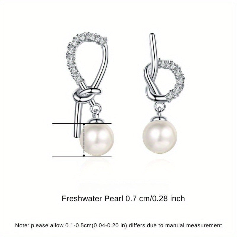 Women's Stud Earrings with Freshwater Pearl for Weddings and Parties 2.3G