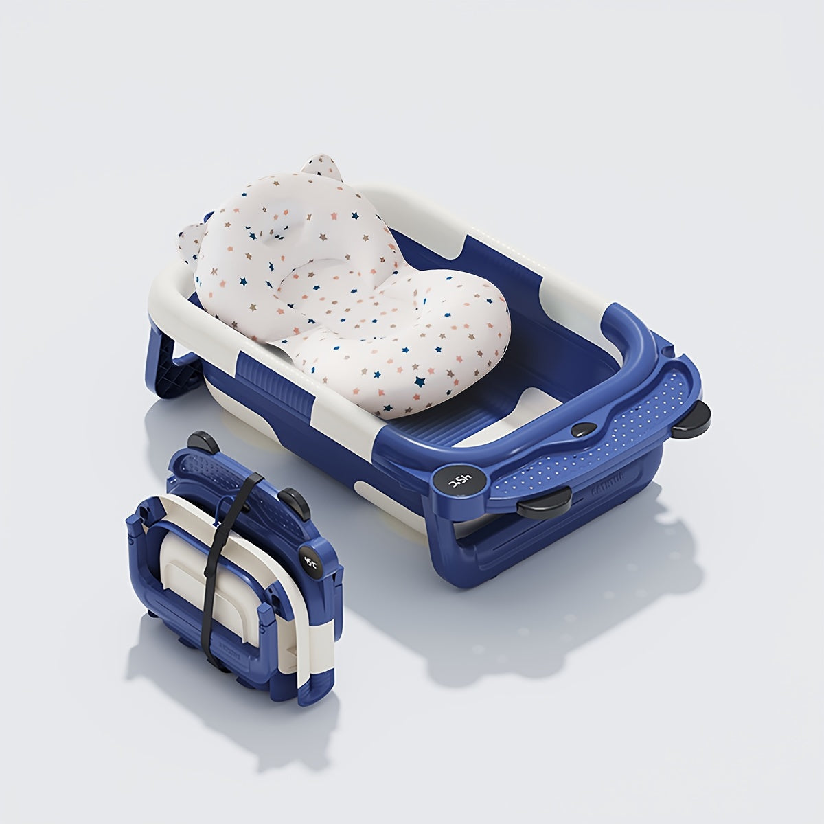 Kompakt saqlash uchun buklanuvchi vanna va haroratga sezgir vannaxonasi bilan to'plam